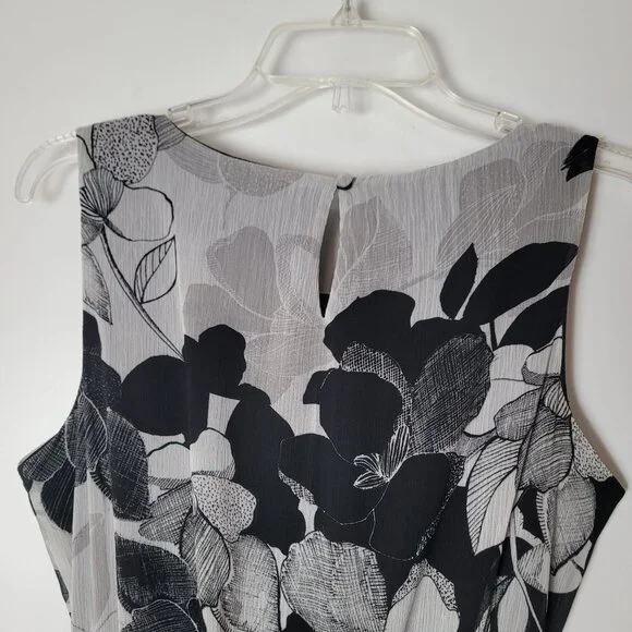 J.B.S. Womens Floral Sleeveless Tea Lenght Dress Size M Black & Gray - Picture 7 of 11